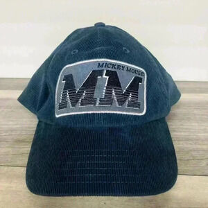 Disney Parks Official Mickey Mouse Embroidered Hat Corduroy Blue nice collector